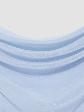 Mesh Ruffle Hem Maxi Dress