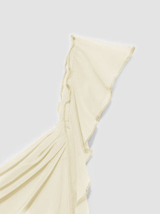 Mesh Ruffle Hem Maxi Dress
