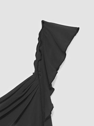 Mesh Ruffle Hem Maxi Dress
