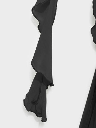 Mesh Ruffle Hem Maxi Dress
