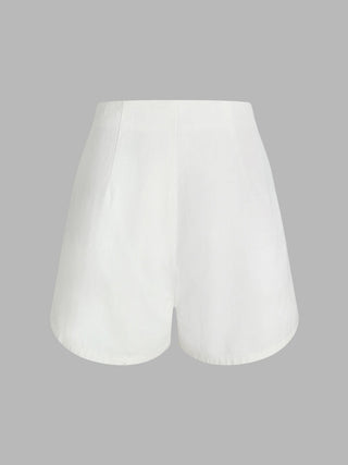 Denim Mid Waist Split Mini Skort