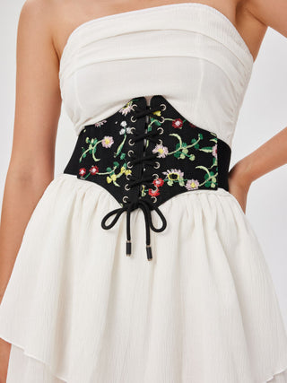 Lace Up Embroidery Corset Belt