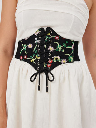 Lace Up Embroidery Corset Belt