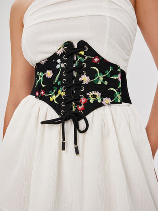 Lace Up Embroidery Corset Belt