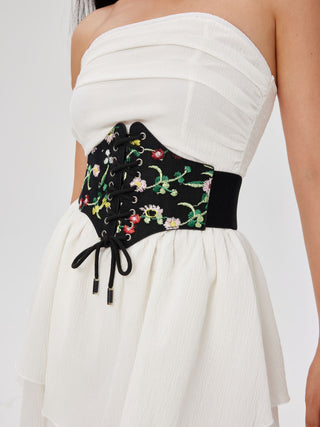Lace Up Embroidery Corset Belt