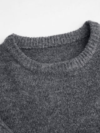 Round Neck Knitted Long Sleeve Sweater