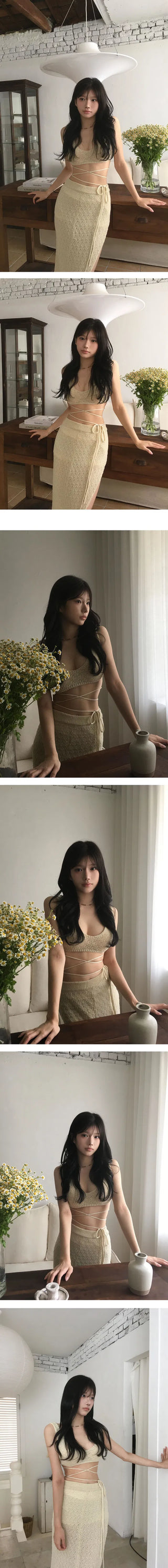 Long Skirt Strap Top Set - 2 Colors
