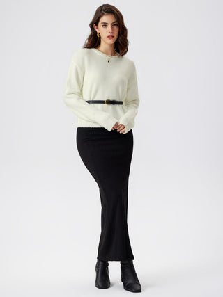 Round Neck Knitted Long Sleeve Sweater