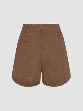 Denim Mid Waist Split Mini Skort