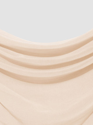 Mesh Ruffle Hem Maxi Dress