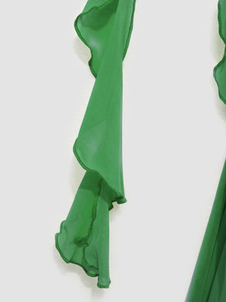 Mesh Ruffle Hem Maxi Dress