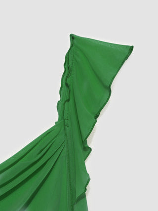 Mesh Ruffle Hem Maxi Dress