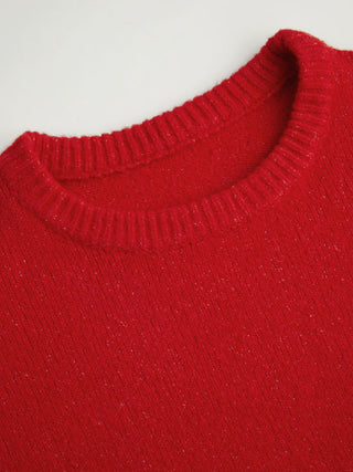 Round Neck Knitted Long Sleeve Sweater