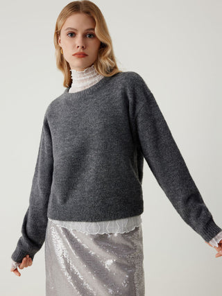 Round Neck Knitted Long Sleeve Sweater