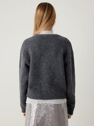 Round Neck Knitted Long Sleeve Sweater