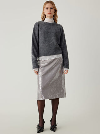 Round Neck Knitted Long Sleeve Sweater
