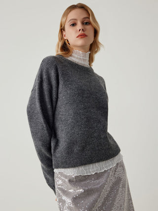 Round Neck Knitted Long Sleeve Sweater