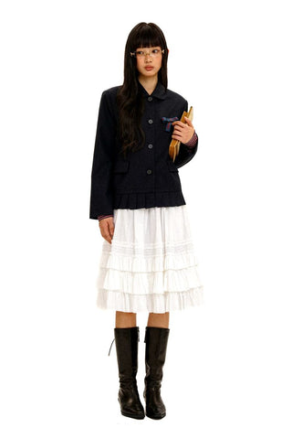 [Moromoro2] Doll Collar Pleated Hem  Blazer