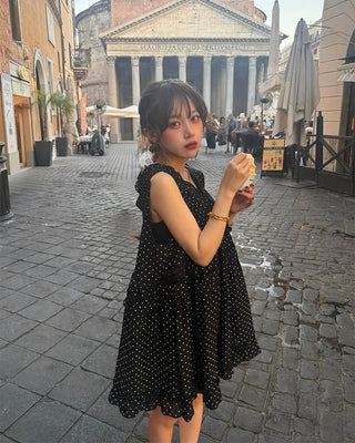 Polka dot tiered mini dress