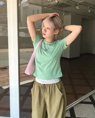 Layered Tencel Half T-Shirt
