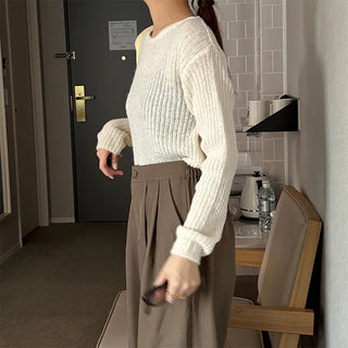Ribbed long-sleeve wool knit