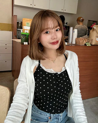 Cup-attached polka dot camisole