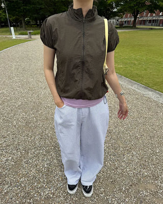 Puff Sleeve Zip-Up Windbreaker