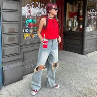 Vintage wide-leg denim pants