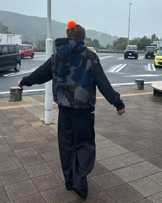 Camouflage fleece hooded vest