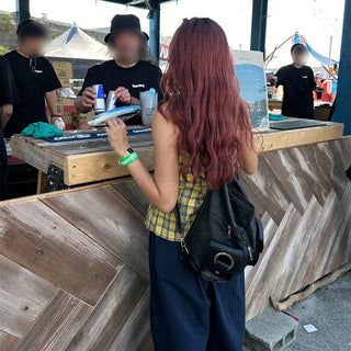 Checked Ribbon Shirt Tube Top