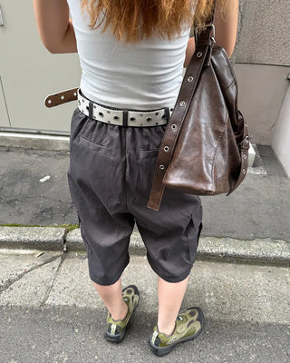 Tucked cargo Bermuda cotton pants