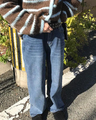 Straight denim pants