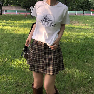 Printed cropped short-sleeved T-shirt