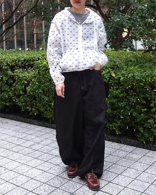 Loose-fit polka dot hooded zip-up