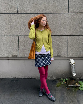 Round neck alpaca knit cardigan