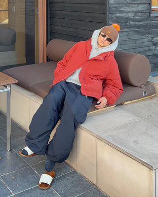 Oversized hooded down jacket