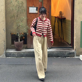 Tucked wide-leg pants