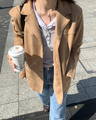 Three-button suede jacket