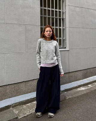 Round neck long-sleeve knit