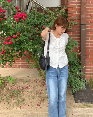 Flower embroidered blouse