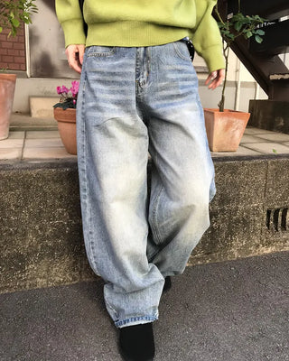 Wide denim pants