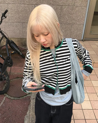 Two-tone striped cardigan