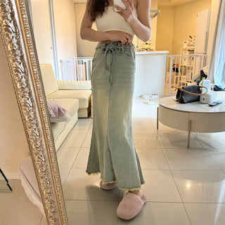 Long denim skirt
