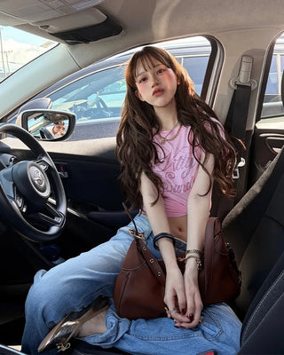 Washed low-rise denim