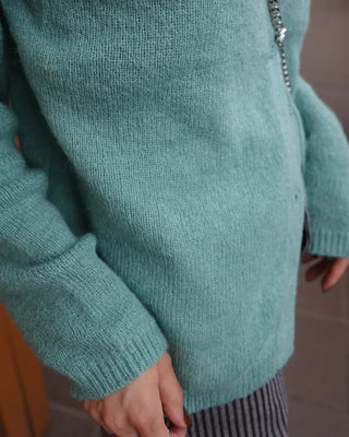 Shirt collar knit cardigan