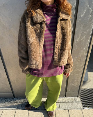 Turtleneck striped long-sleeve T-shirt