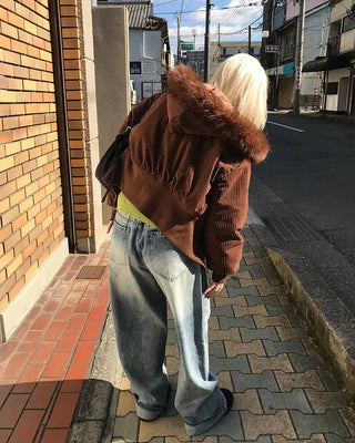 Corduroy Fur Hooded Zip