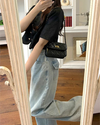 Heart gold button short-sleeved tweed jacket