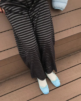 Striped elastic waist pants