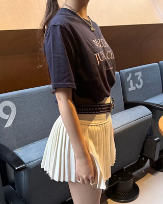 Slim pleated mini skirt